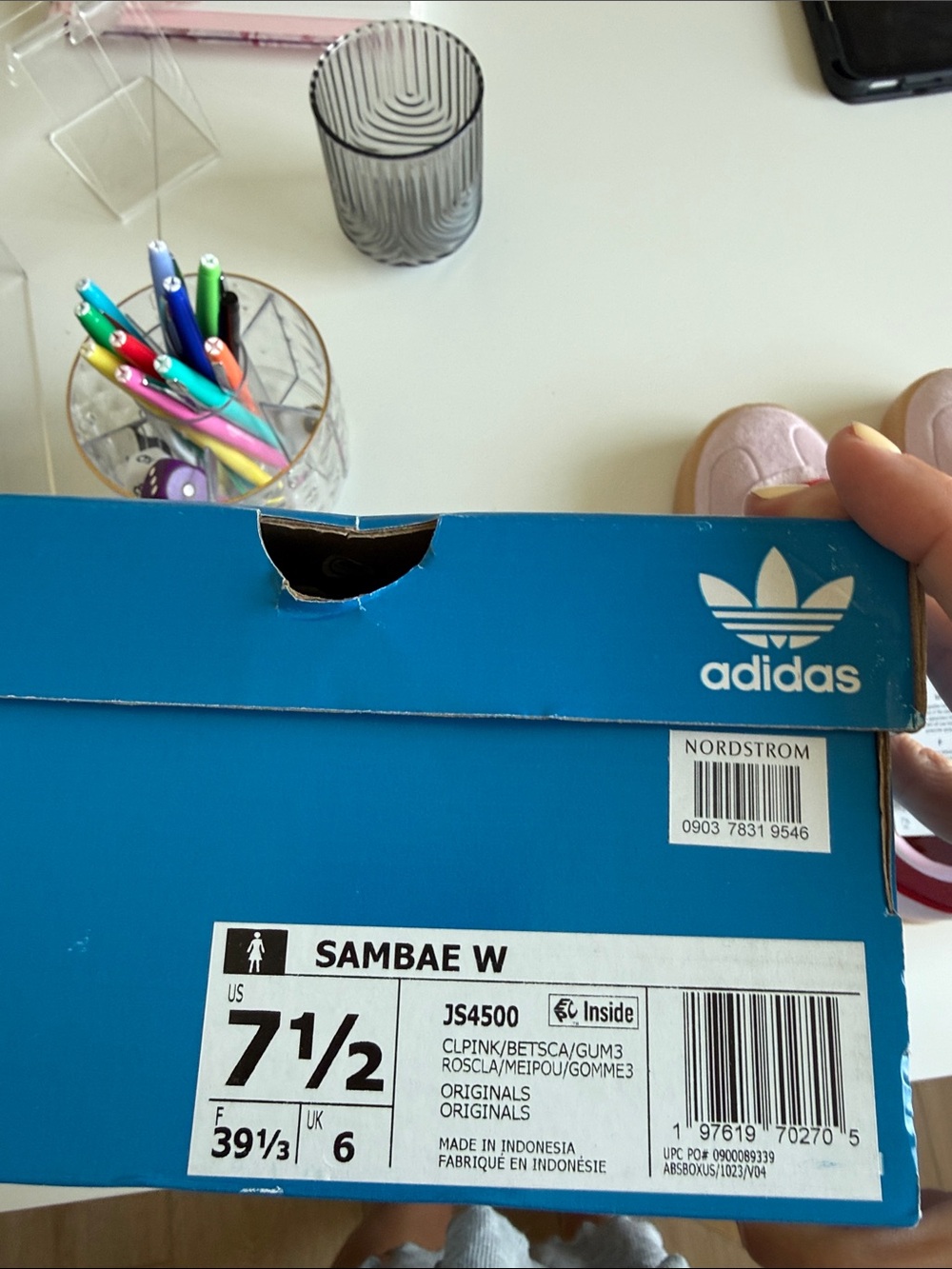 adidas Women's Pink and Red Suede Sneakers - Samba - Picture 7 of 8
